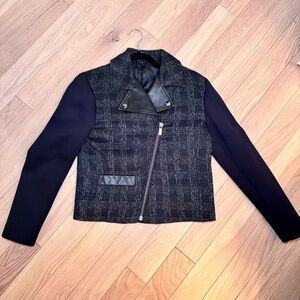 Karl Lagerfeld Black and Gray Plaid Blazer